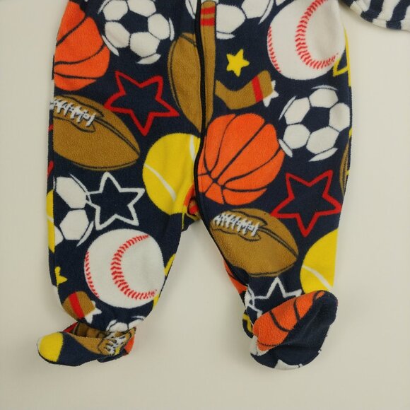The Children's Place Ball Game Sports Pajama Fleece Footie 3-6 Months - Picture 5 of 11